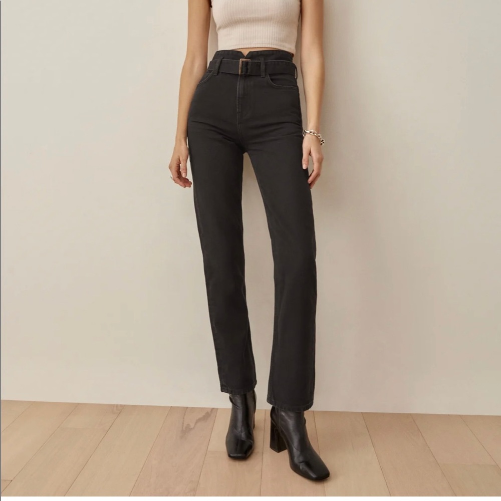 Reformation - Cynthia Belted High Rise Straight Jeans